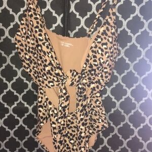 Aerie Tan and Black One-Piece Swimsuit